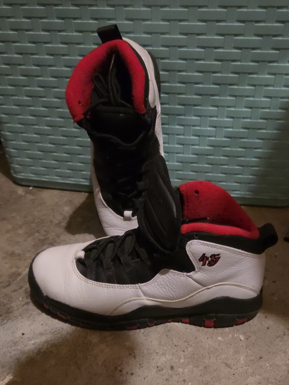 Jordan Kids High-Top Sneakers in White, Black & Red